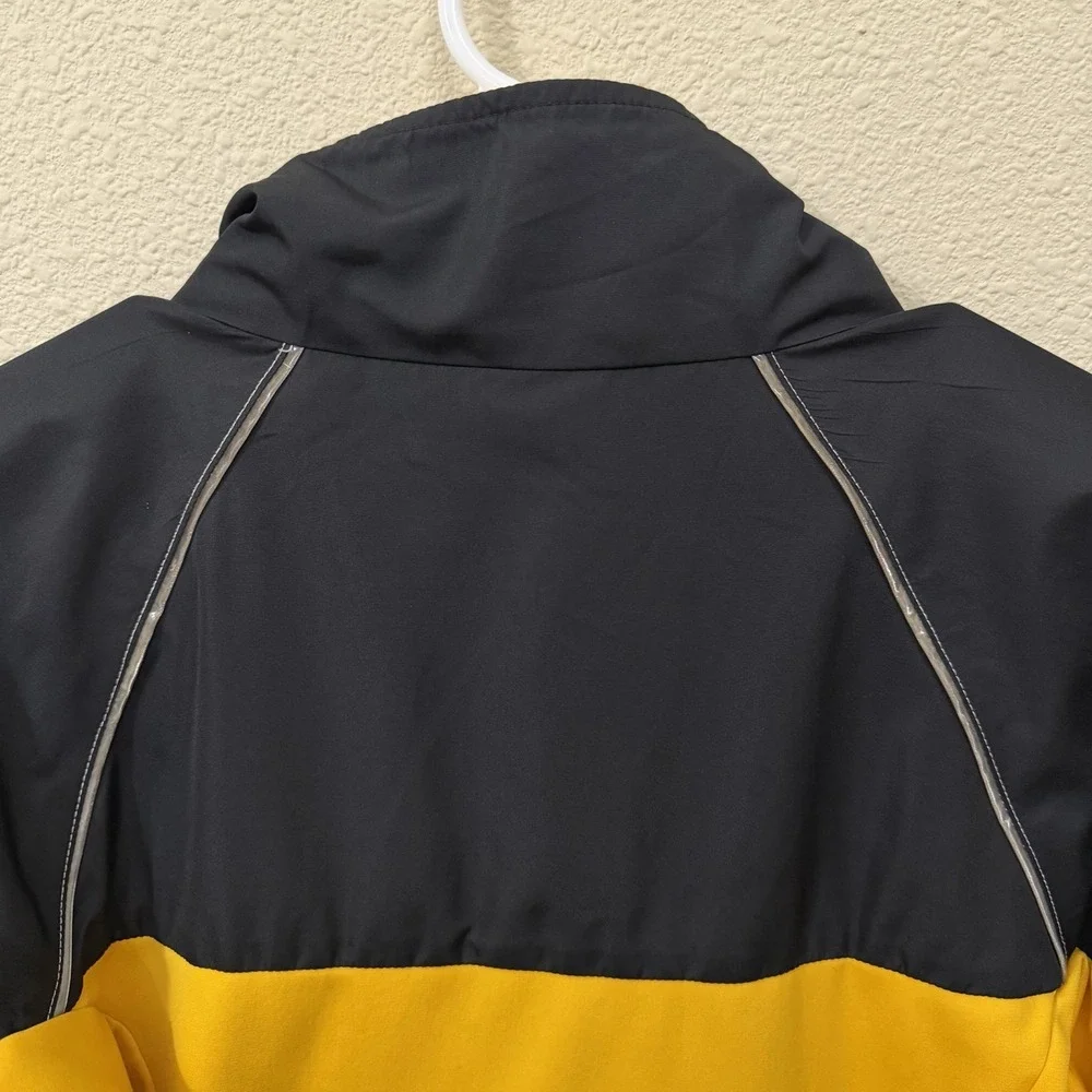 Pearl Izumi Cycling Jacket Black Yellow Reflective Full Zip Mens Small Fleece